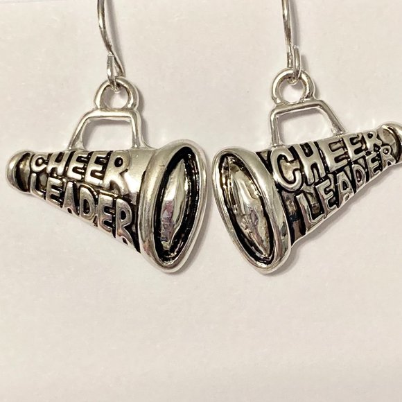 Jewelry Cheer Leader Earrings Silver Plated Mom Megaphone